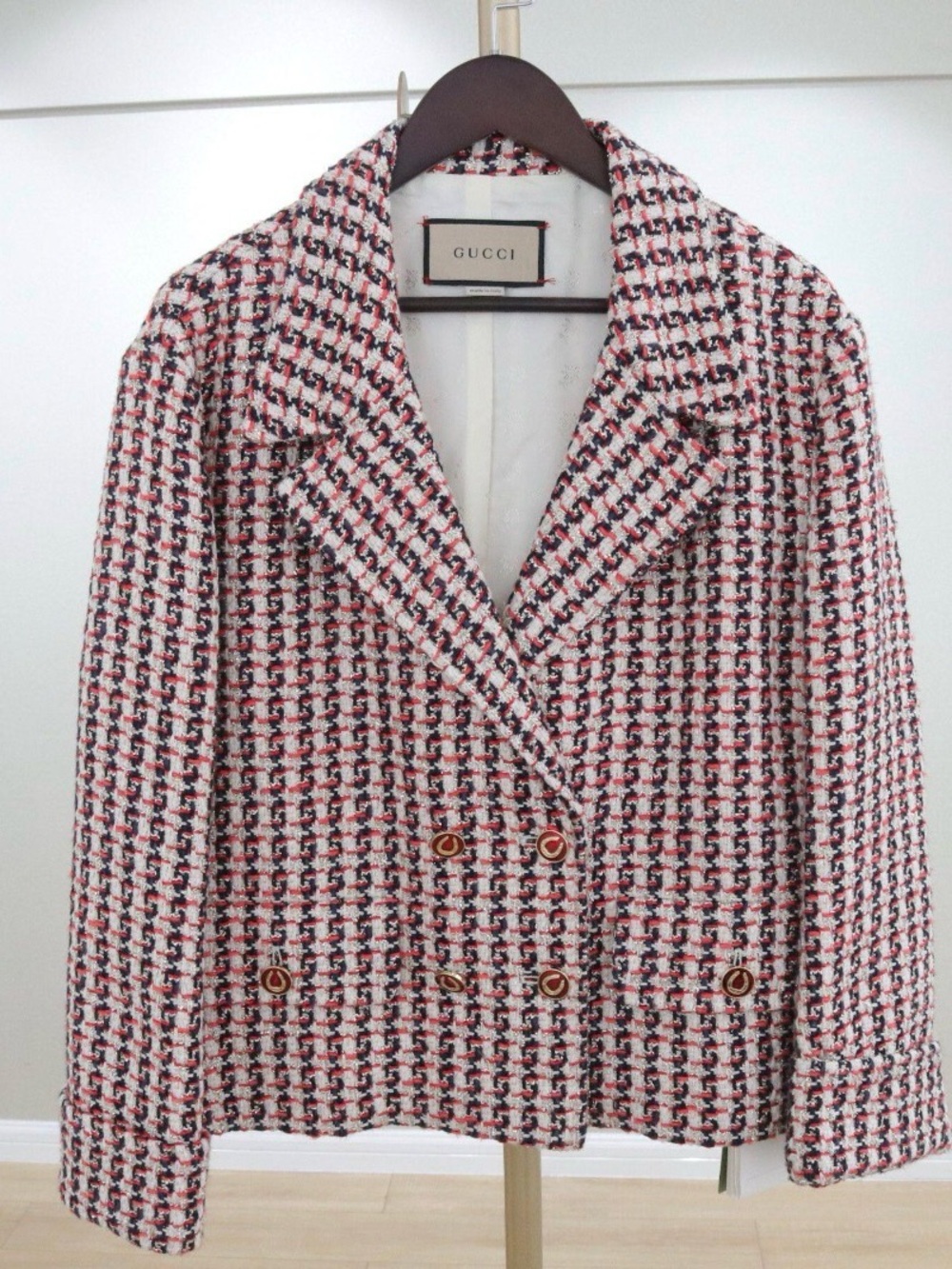 Gucci Pink Multicolor Tweed Double-Breasted Blazer